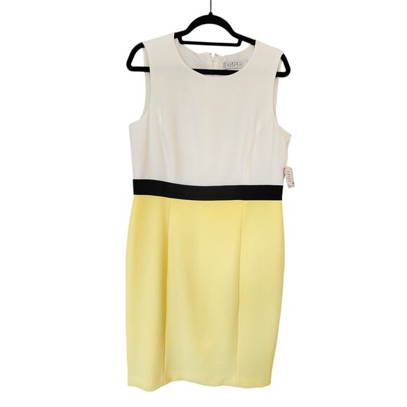 NWT Kasper White and Yellow Midi Dress - Picture 1 of 5